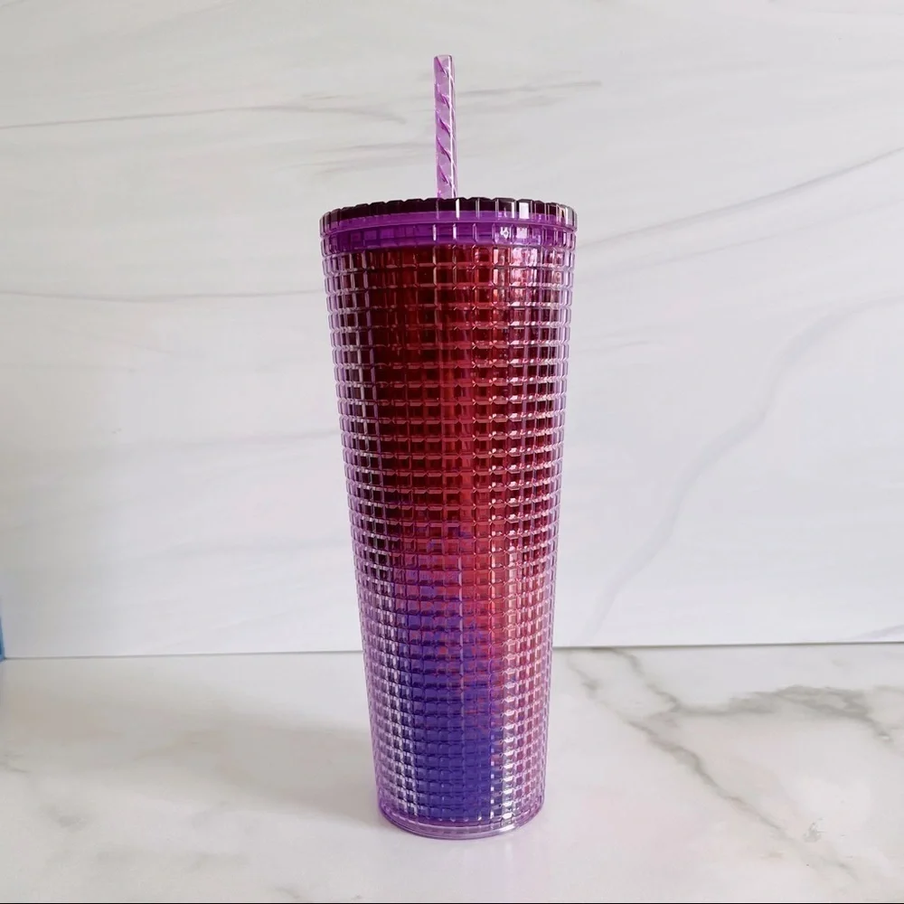 Starbucks Summer 2021 Pink/Purple Ombré Grid Vente Tumbler- 24oz